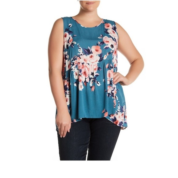 bobeau Tops - Bobeau Printed Top Woven Baby Doll Tank